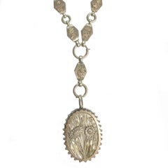Antique Victorian Locket and Chain, Chinoiserie Style, Created in 1872