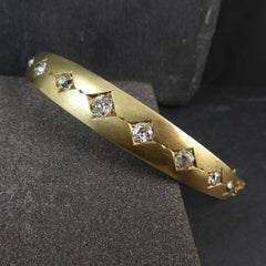 Victorian Diamond Bangle, Old Cut Diamonds in 15 Carat Gold, circa 1890