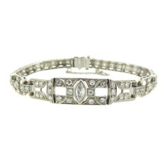 1.49 Carat Diamonds Platinum Bracelet circa 1940-1950