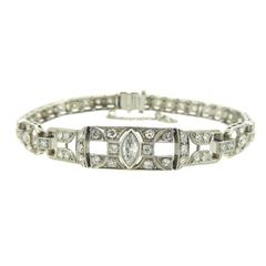 1.49 Carats Diamonds Platinum Bracelet circa 1940-1950 7