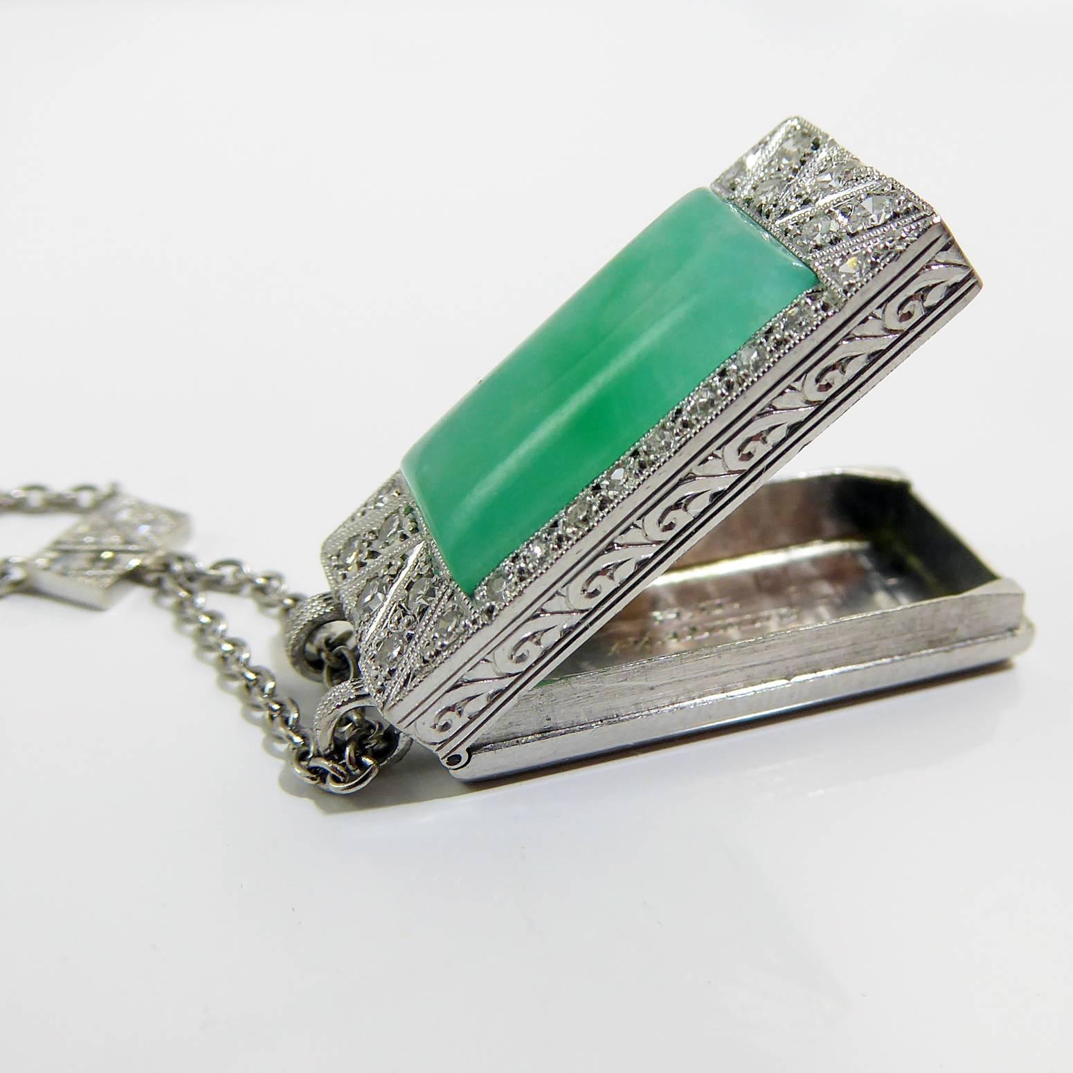 Art Deco Jade Diamond Pendant 3