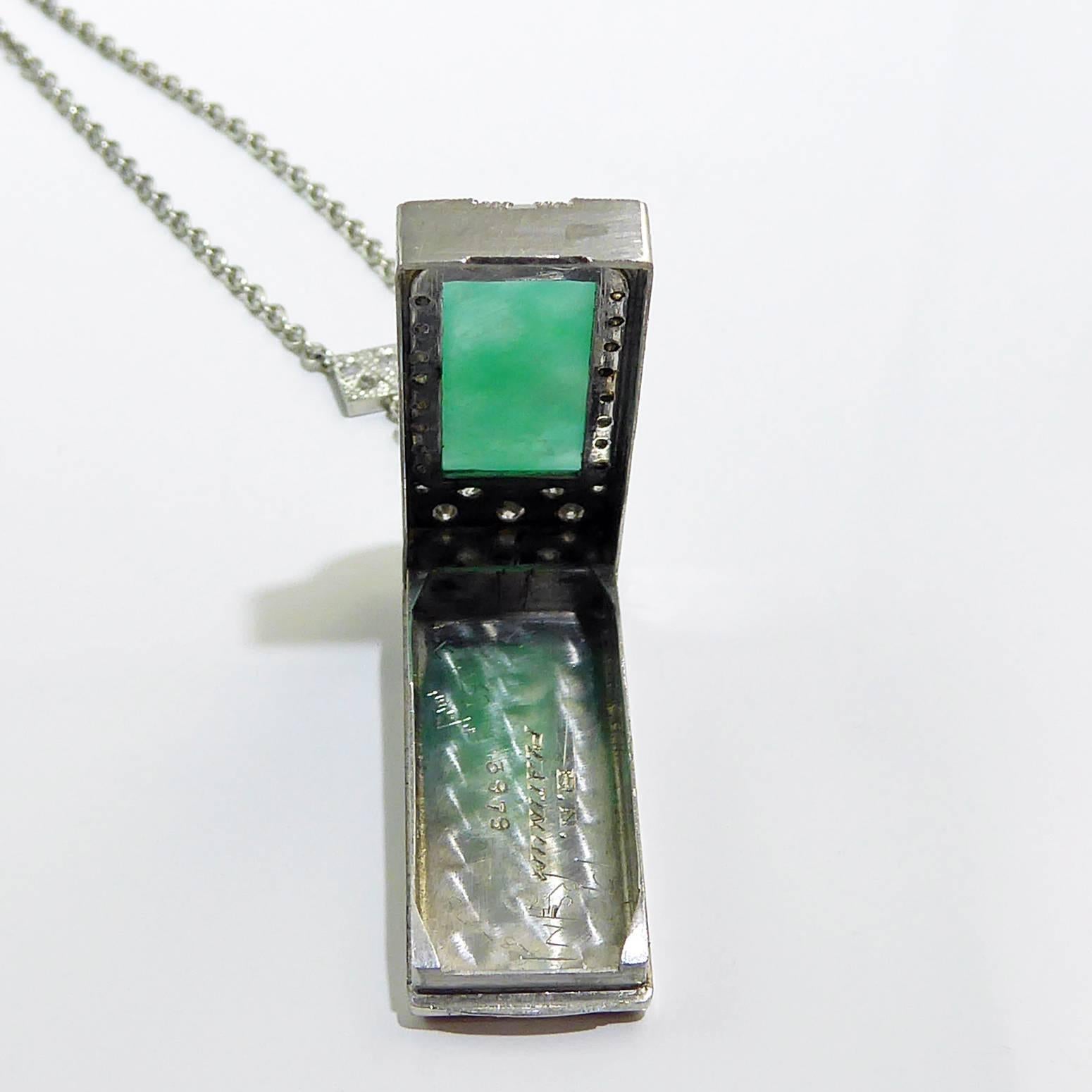Art Deco Jade Diamond Pendant 4