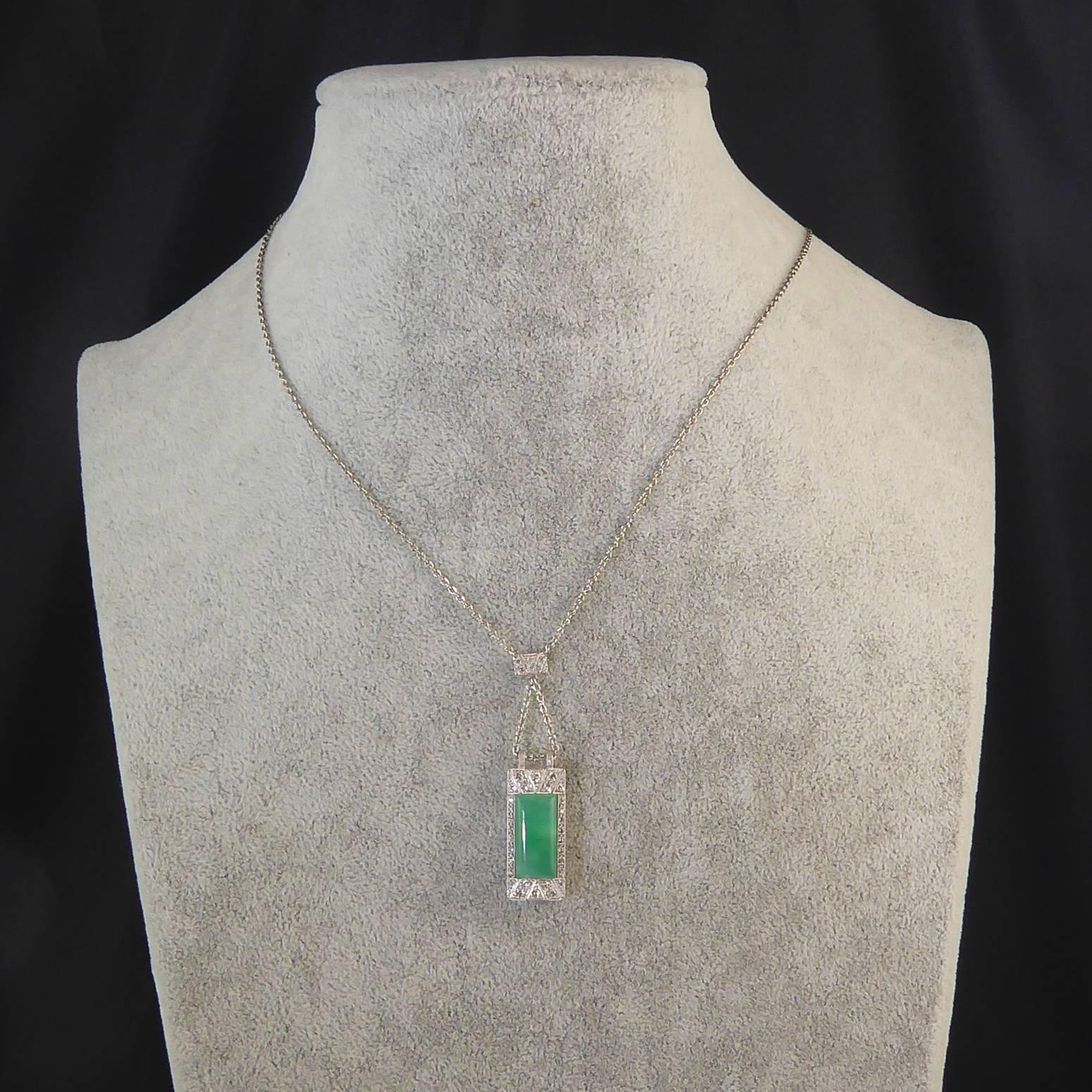 Art Deco Jade Diamond Pendant 5