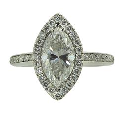 Retro  Marquise Cut Diamond Halo Ring, 0.46 Carat