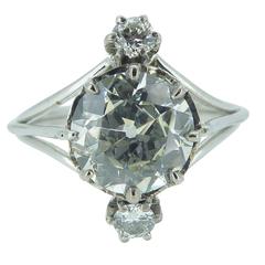 Antique Art Deco Engagement Ring, Old Cut Diamond 1.60 Carat, French