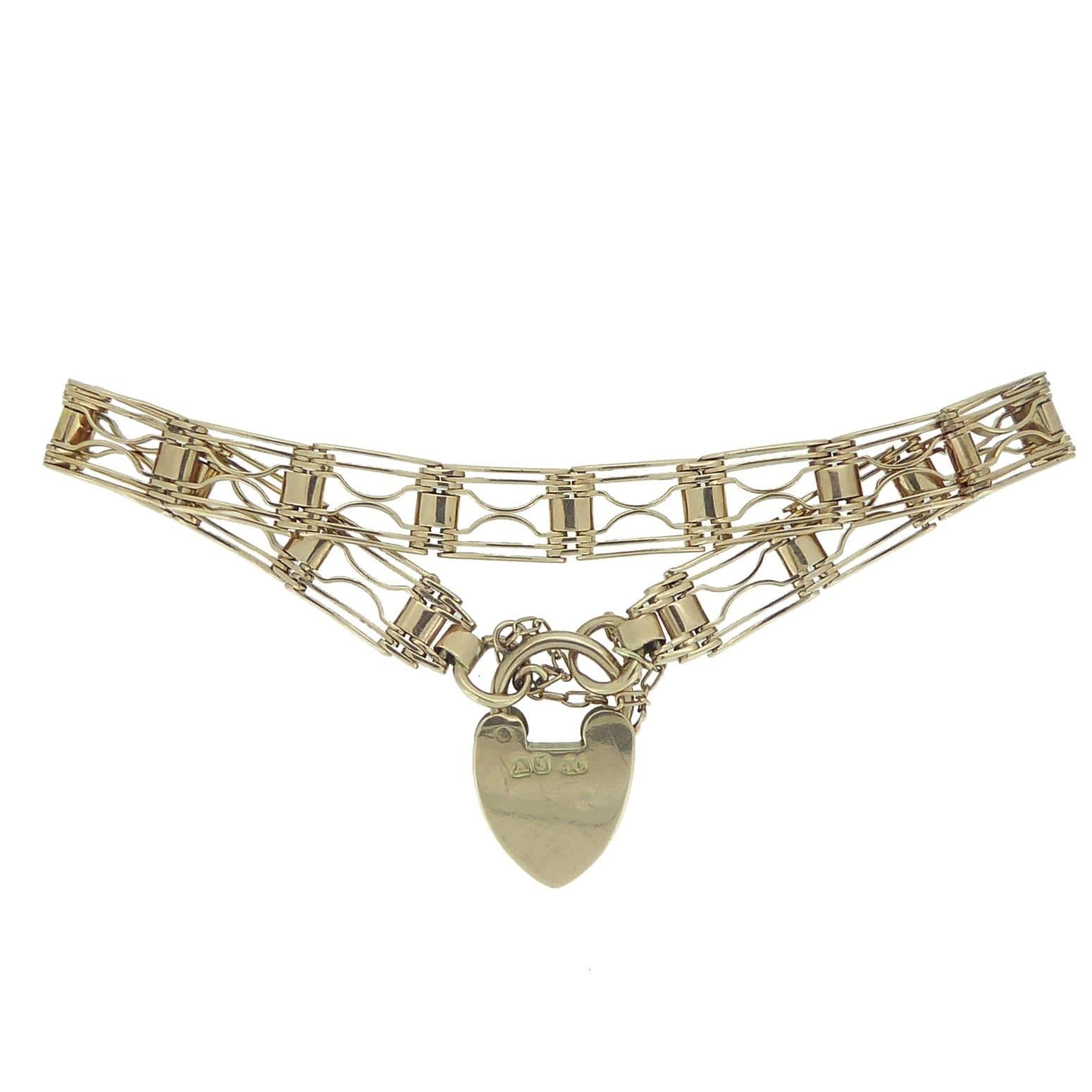 Women's Antique Late Victorian/Early Edwardian Gold Gate Bracelet