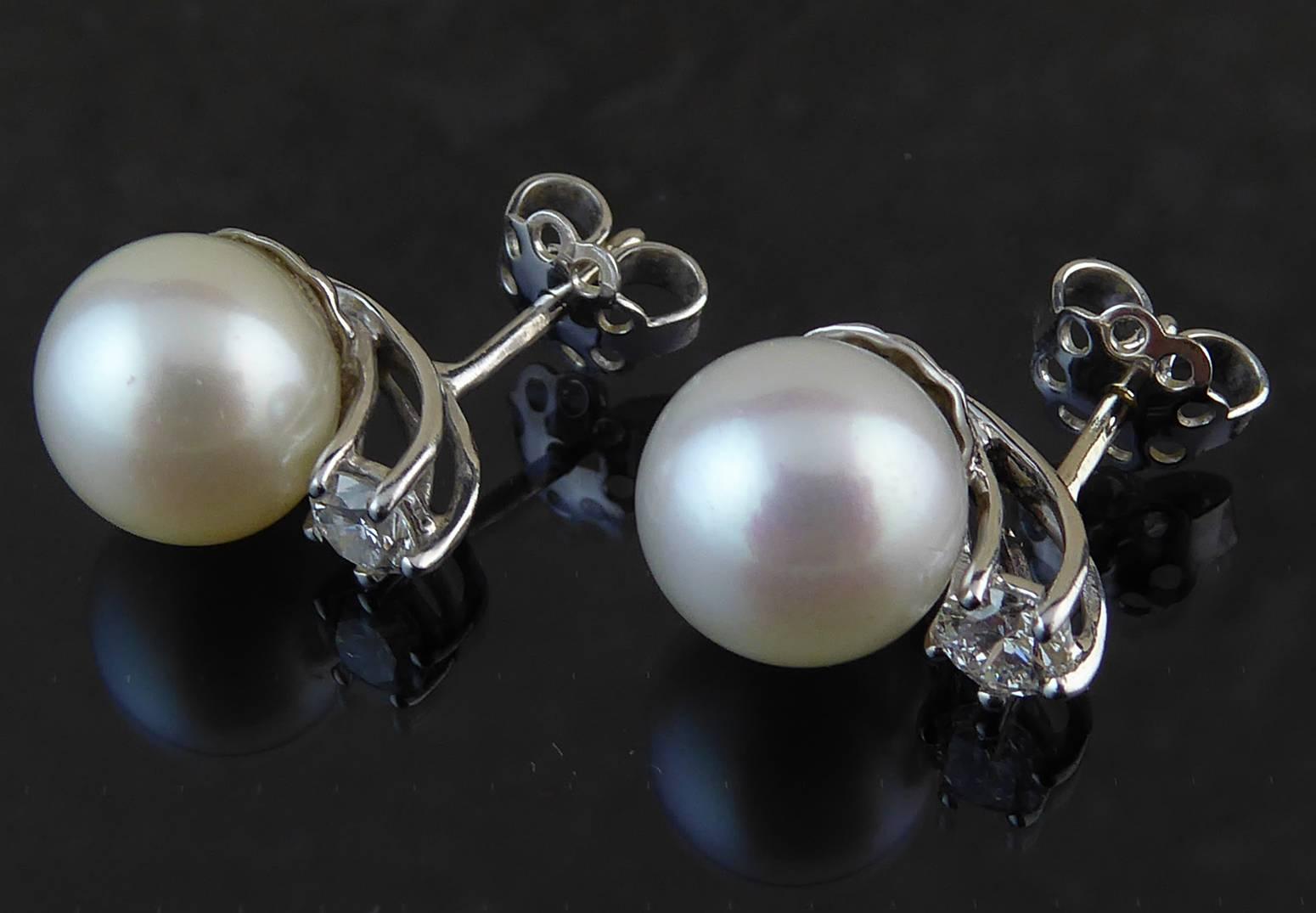 South Sea Cultured Pearl Diamond Stud Earrings 1