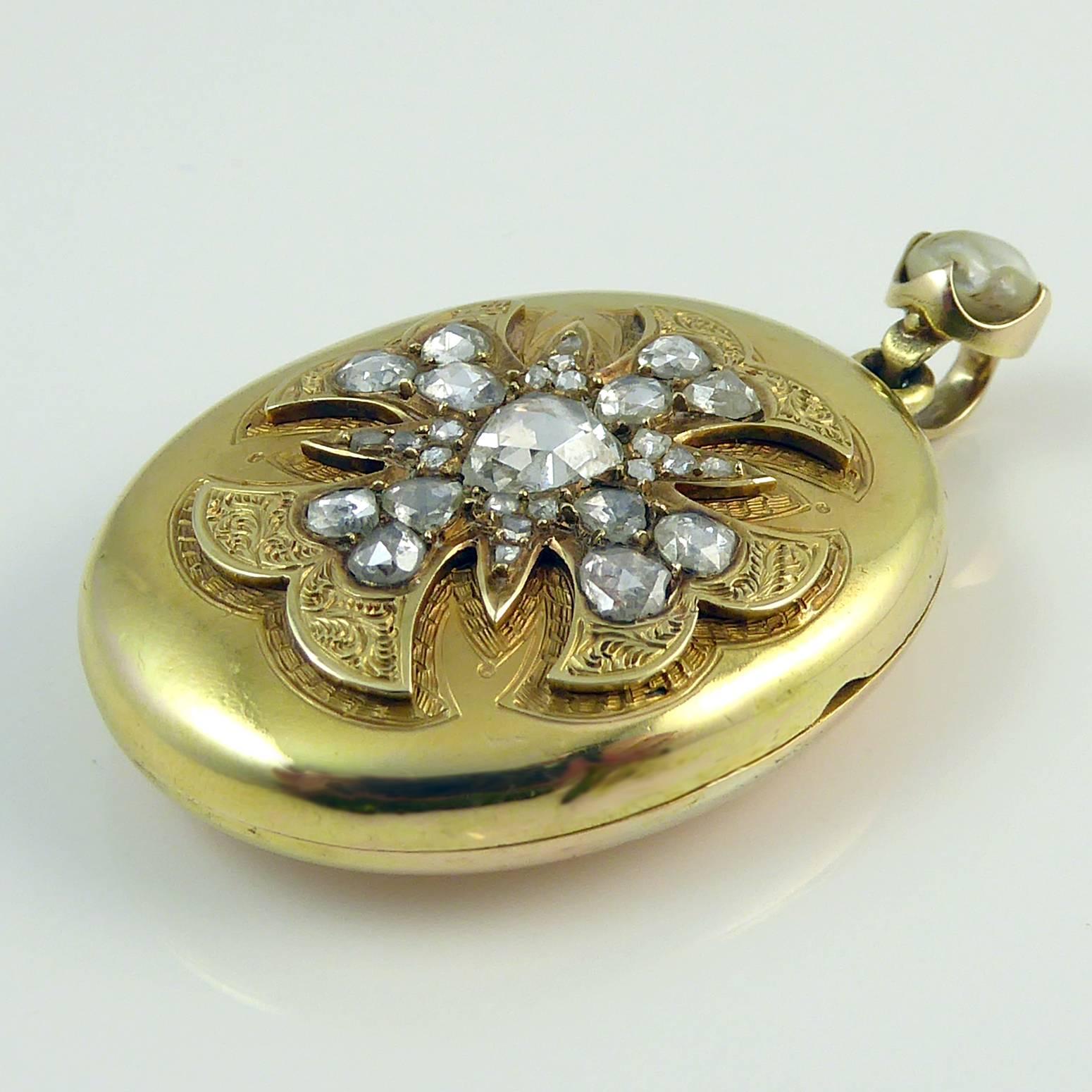 Antique Victorian Diamond Locket, 18 Carat Gold 1