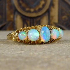Antique Edwardian Five-Stone Opal Ring in 18 Carat Gold
