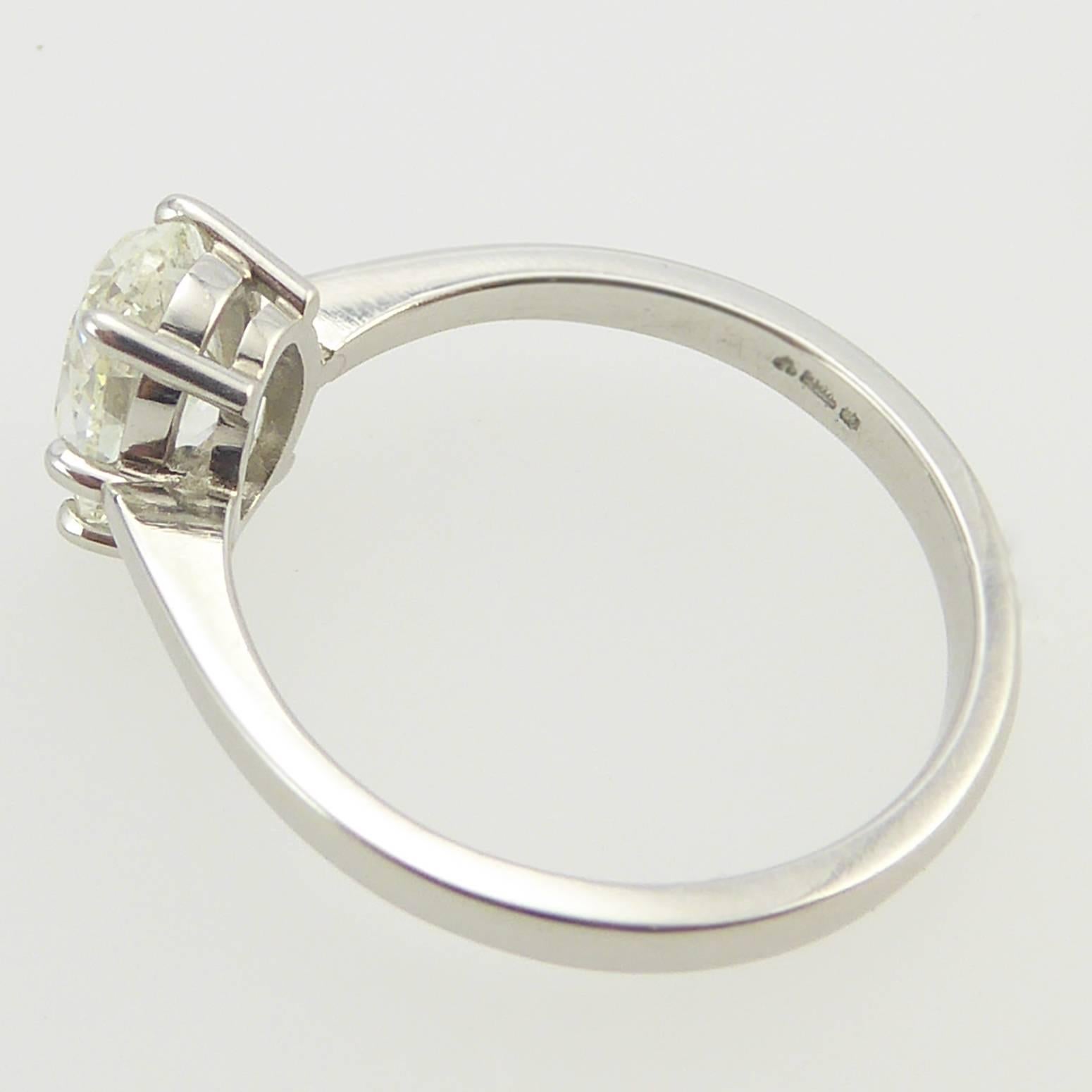 Oval Diamond Engagement Ring, 1.51 Carat Brilliant Cut Solitaire, Platinum 1
