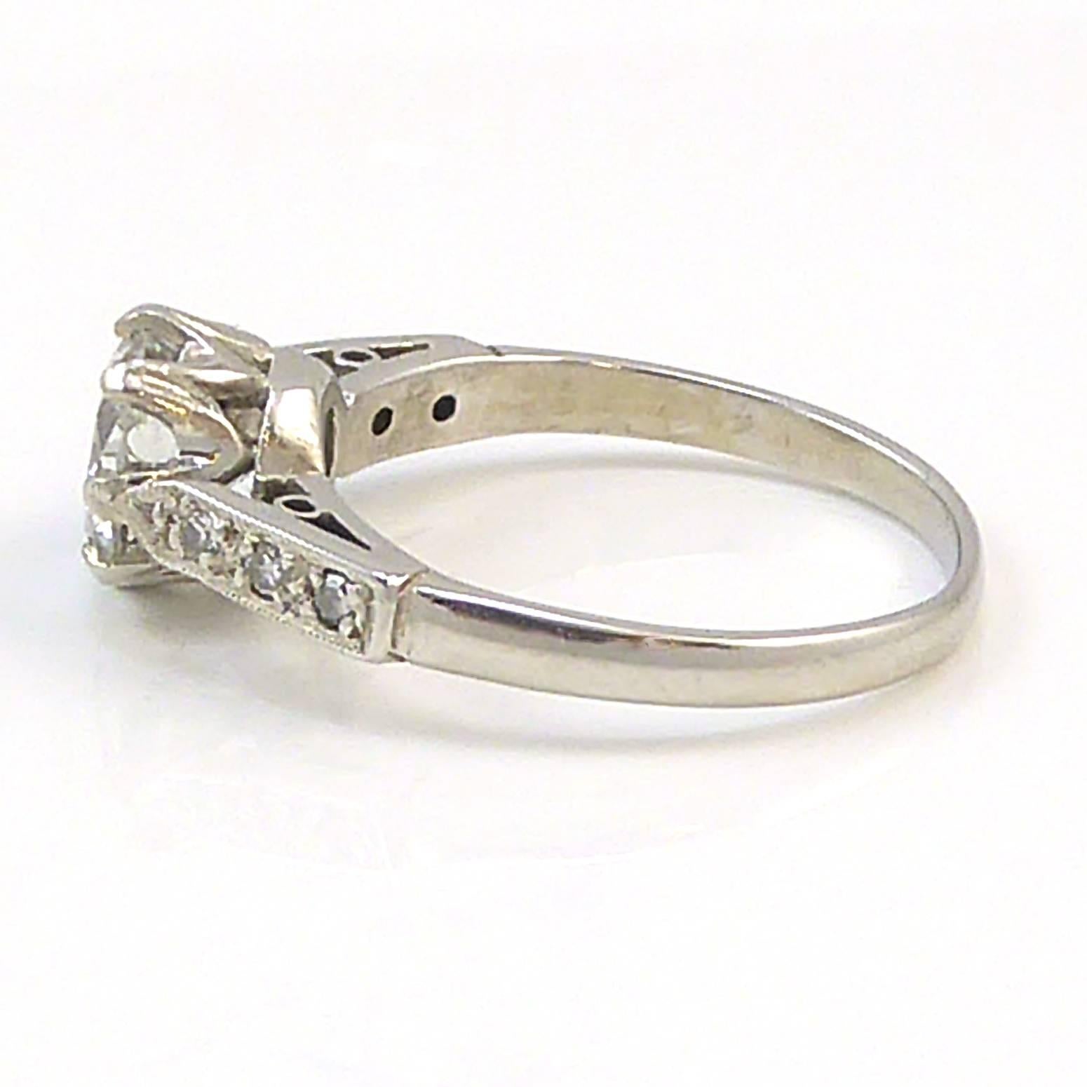 Old Cut Diamond Ring, 1.06 Carat Solitaire, 18 Carat White Gold and Platinum In Excellent Condition In Yorkshire, West Yorkshire