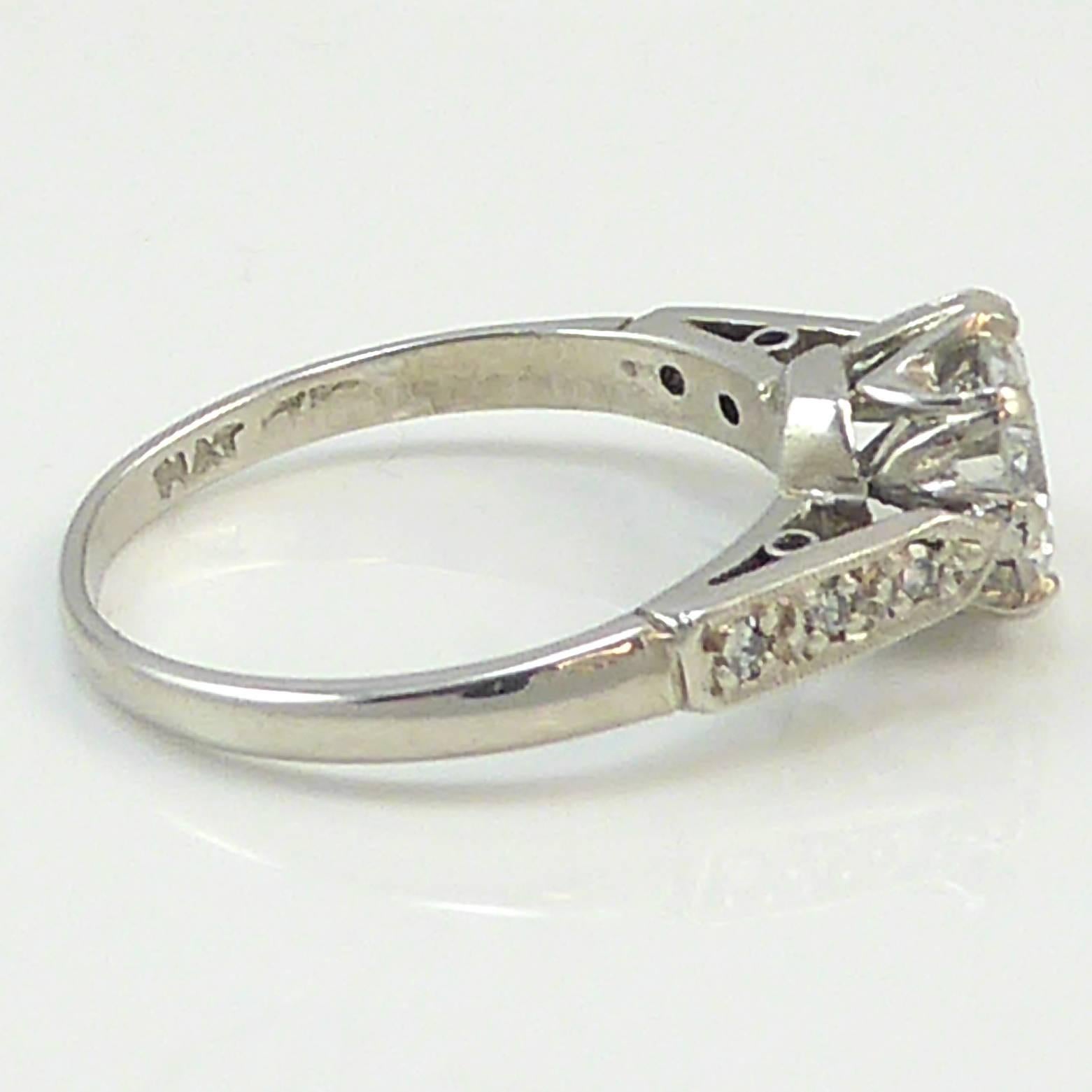 Old Cut Diamond Ring, 1.06 Carat Solitaire, 18 Carat White Gold and Platinum 1