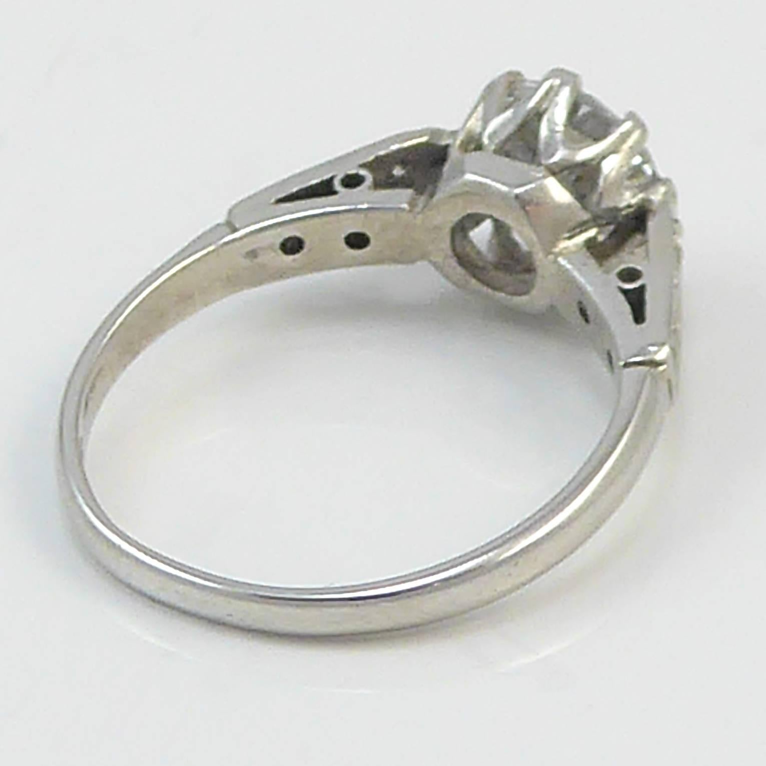 Old Cut Diamond Ring, 1.06 Carat Solitaire, 18 Carat White Gold and Platinum 2