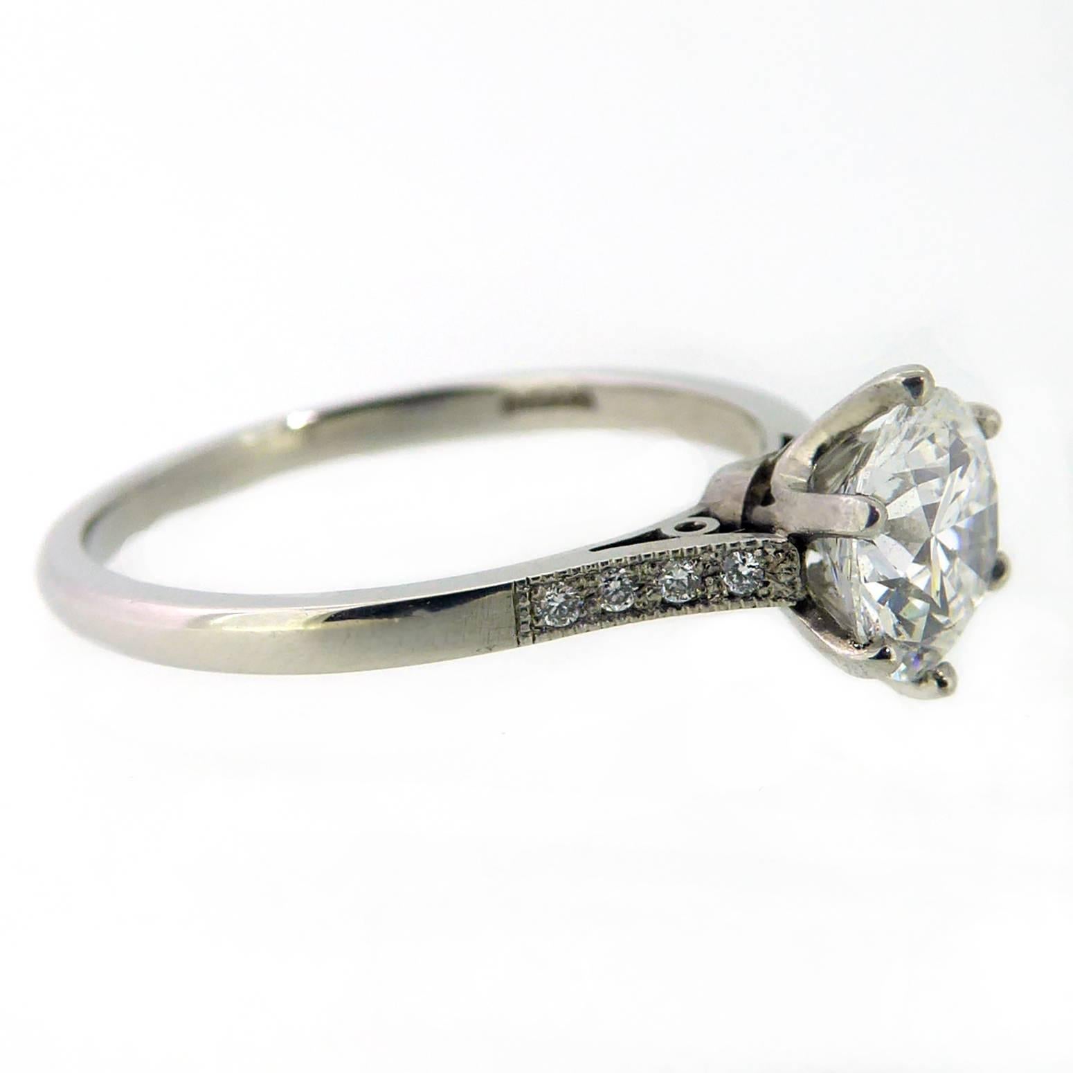 GIA Certified 1.04 Carat Brilliant Cut Diamond Solitaire Ring, Platinum In New Condition In Yorkshire, West Yorkshire