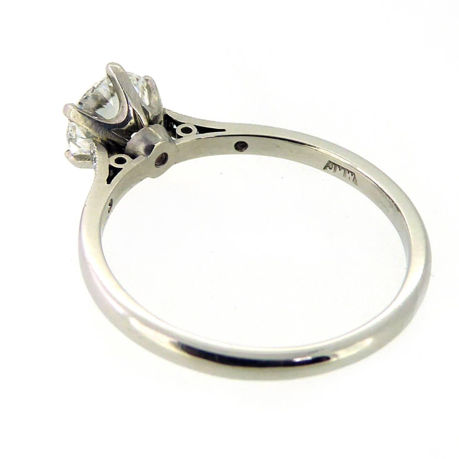 Women's GIA Certified 1.04 Carat Brilliant Cut Diamond Solitaire Ring, Platinum