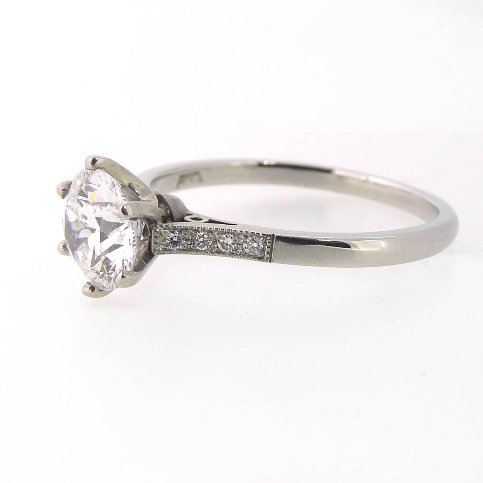 GIA Certified 1.04 Carat Brilliant Cut Diamond Solitaire Ring, Platinum 1