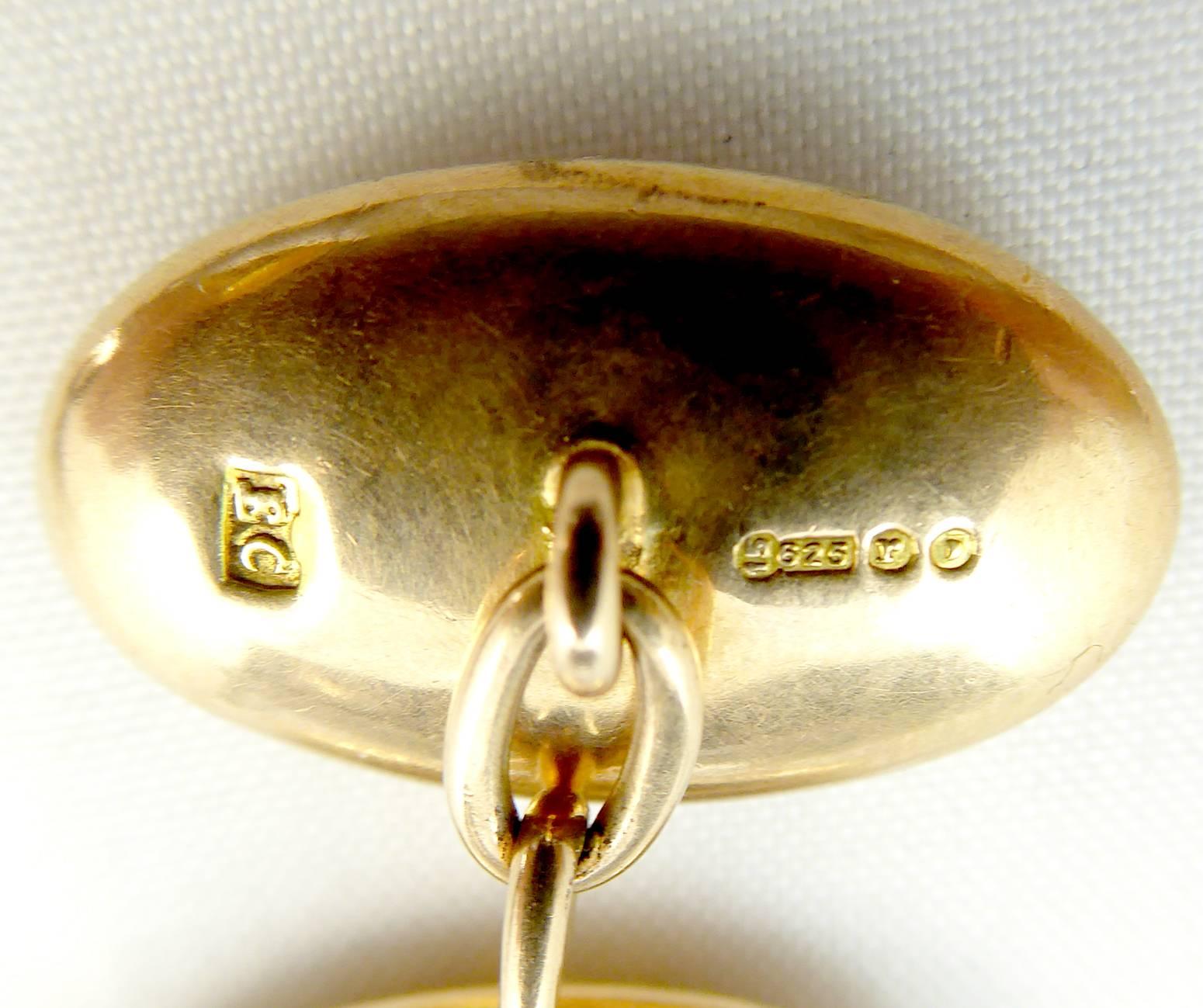 Antique 15 Carat Gold Cufflinks, Hallmarked London, 1912 1