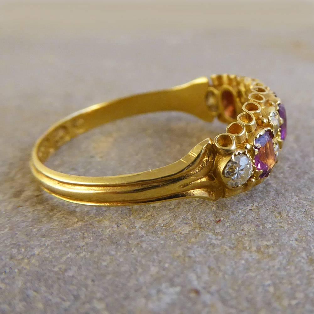 Victorian Almandine Garnet and Diamond 15 Carat Gold Ring In Good Condition In Yorkshire, West Yorkshire