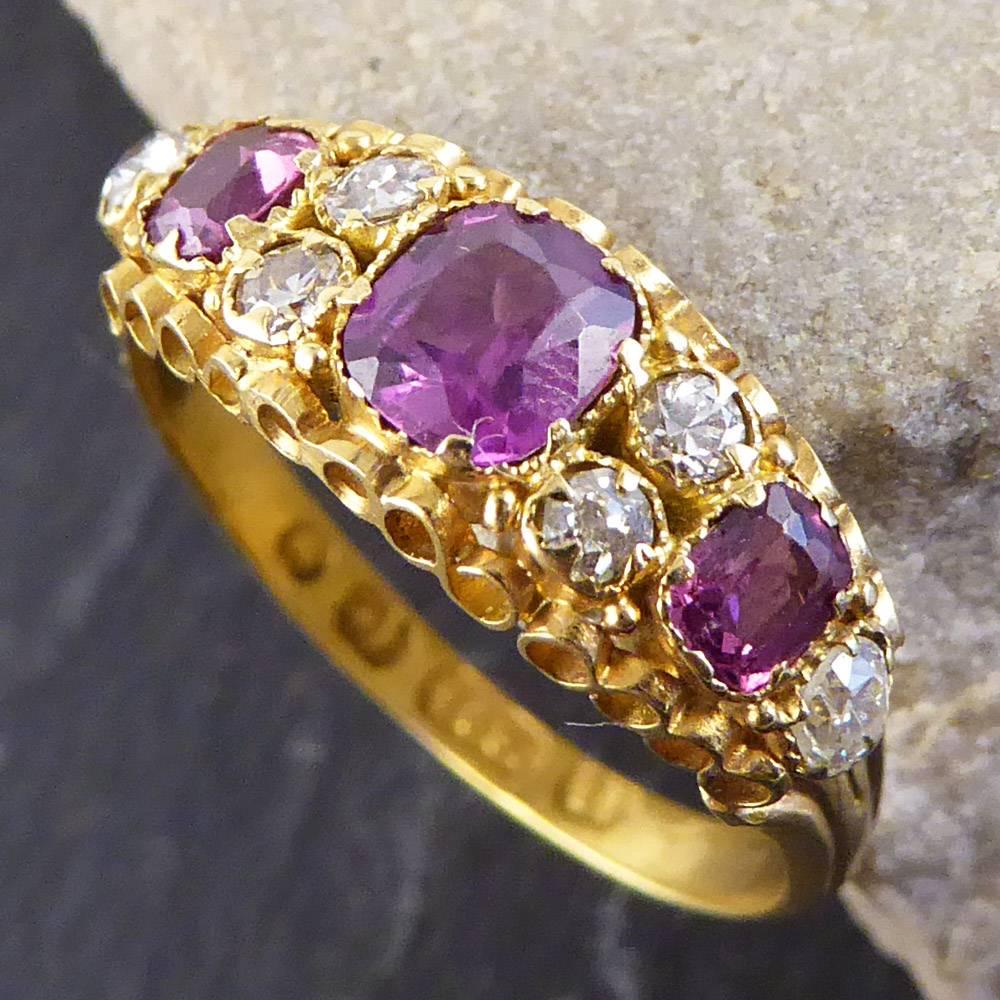 Victorian Almandine Garnet and Diamond 15 Carat Gold Ring 3