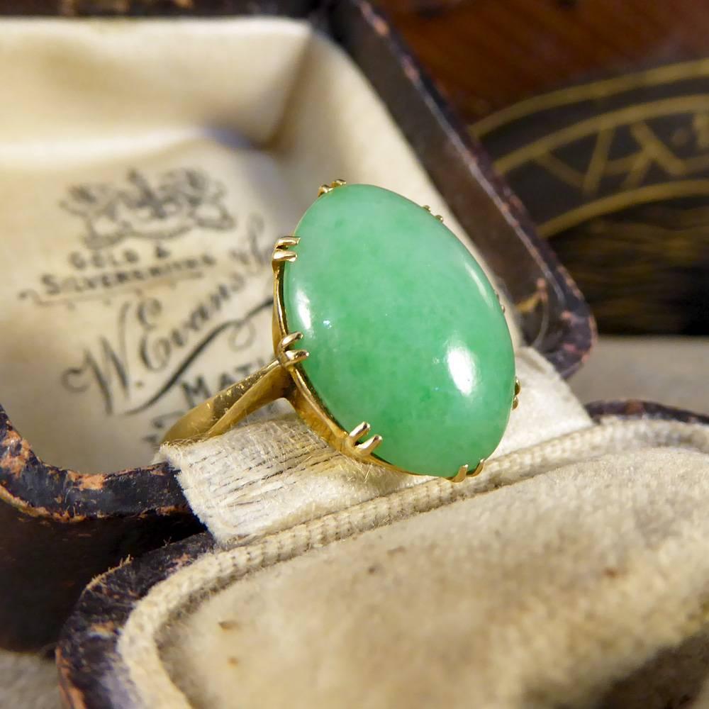 Antique Edwardian Jade Ring in 18 Carat Gold 3