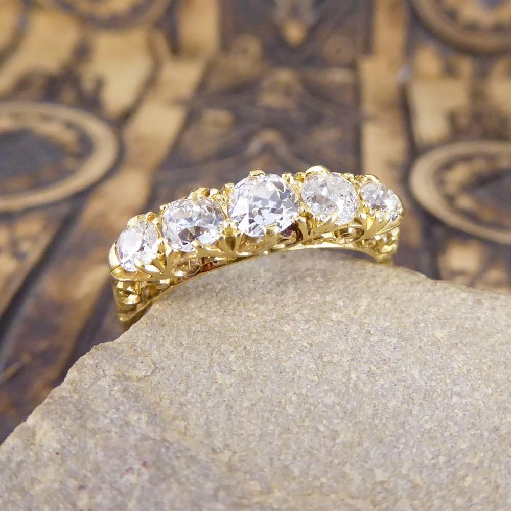 Antique Late Victorian Diamond Five-Stone Ring in 18 Carat Gold 3