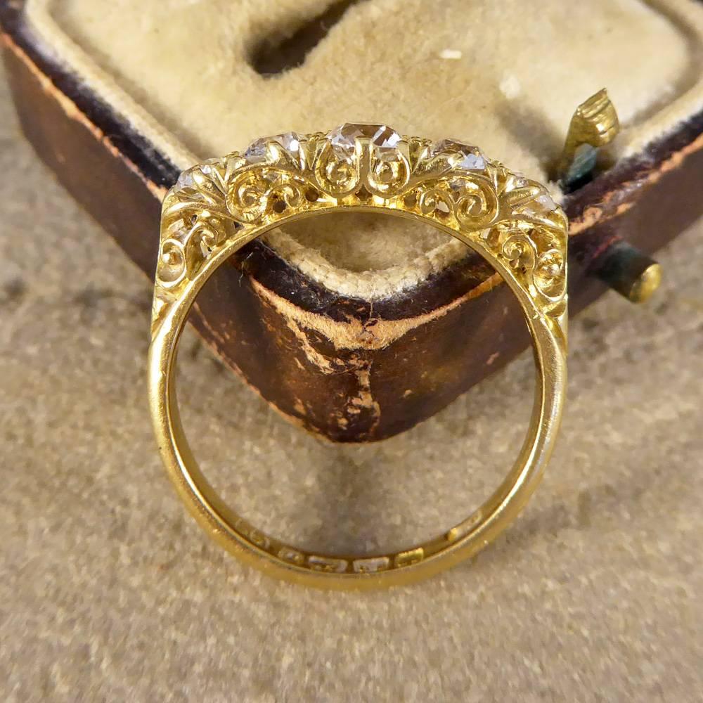 Antique Late Victorian Diamond Five-Stone Ring in 18 Carat Gold 4