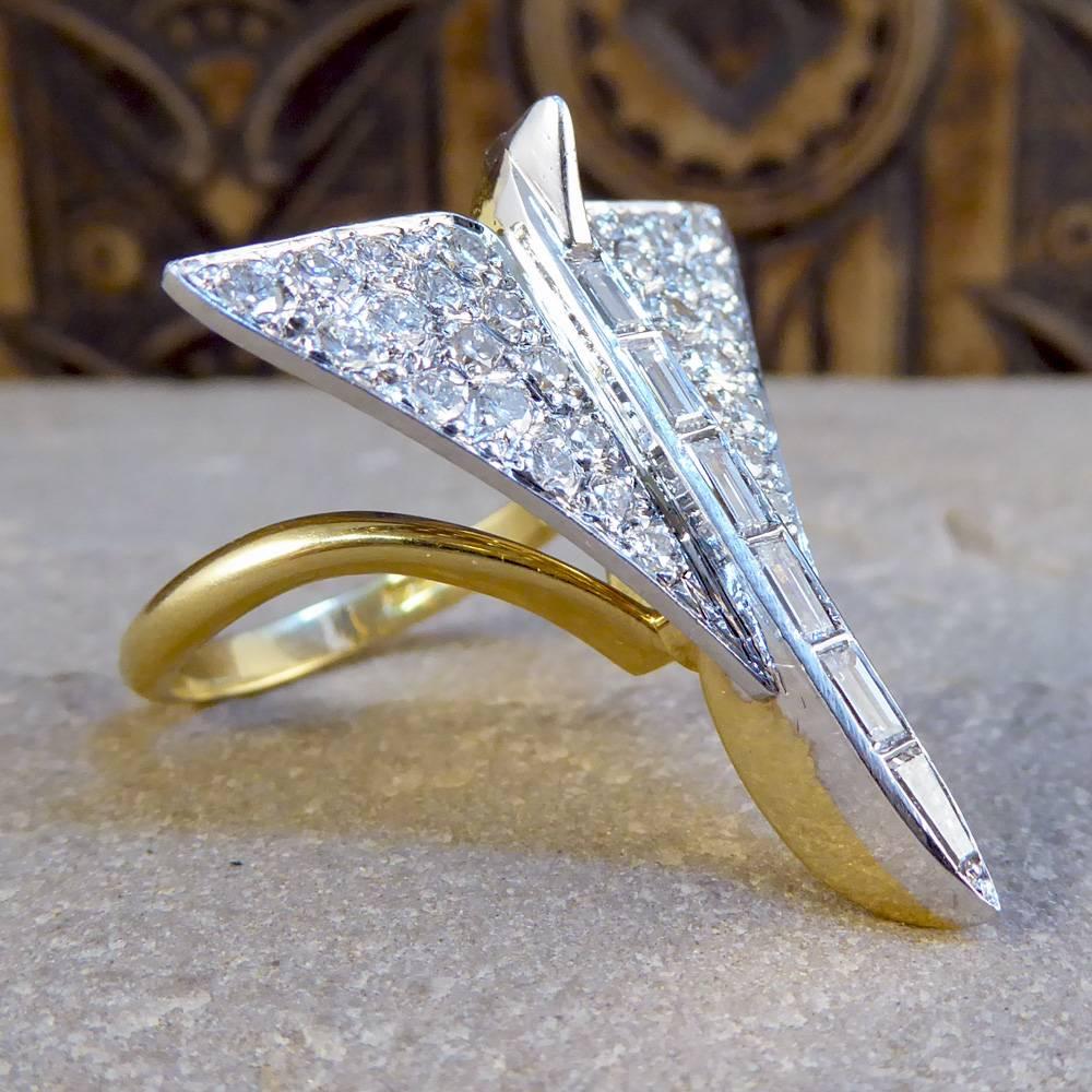 This unique, fascinating ring features approximately 1.1ct of baguette and round brilliant cut diamonds.

Concorde is a British-French turbojet-powered supersonic passenger jet airliner, and this piece would make the perfect gift for any plane lover