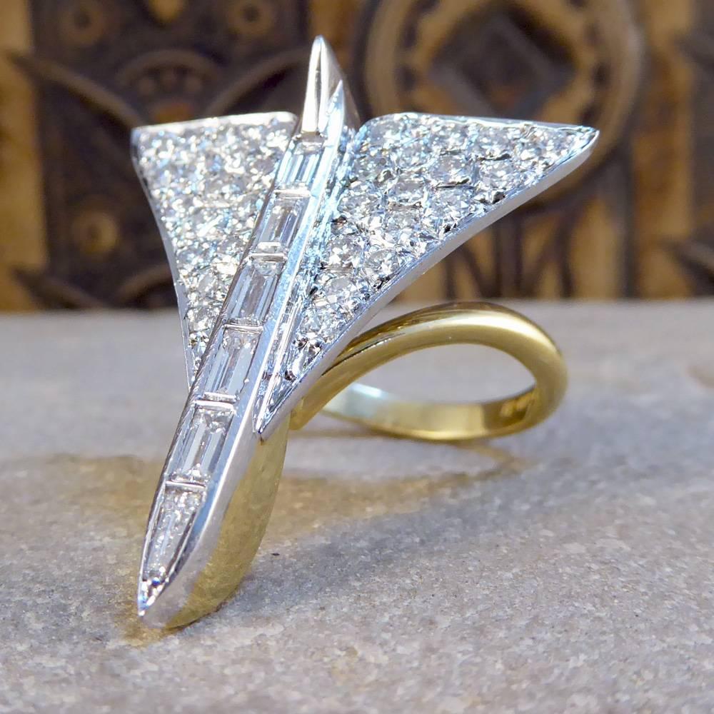 Women's or Men's Vintage Diamond Concorde Ring in Platinum and 18 Carat Gold
