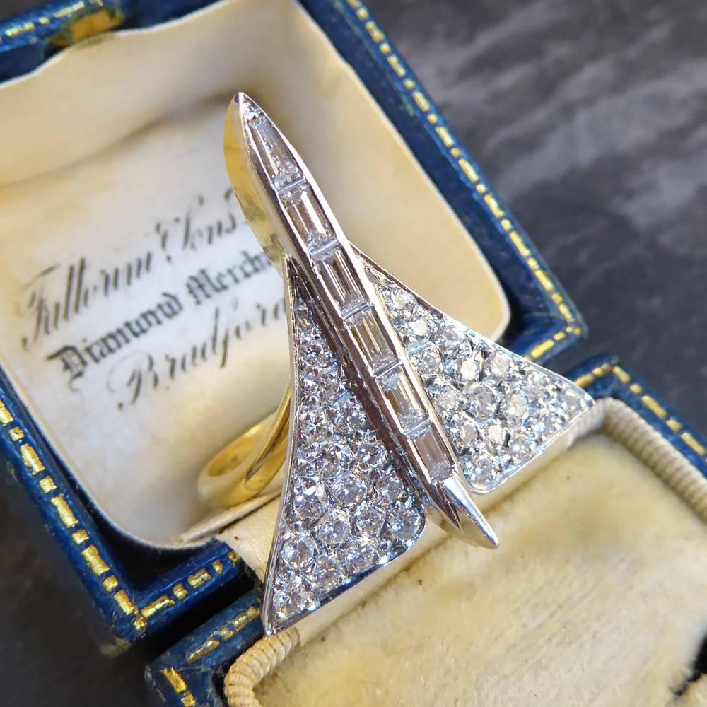 Vintage Diamond Concorde Ring in Platinum and 18 Carat Gold 5