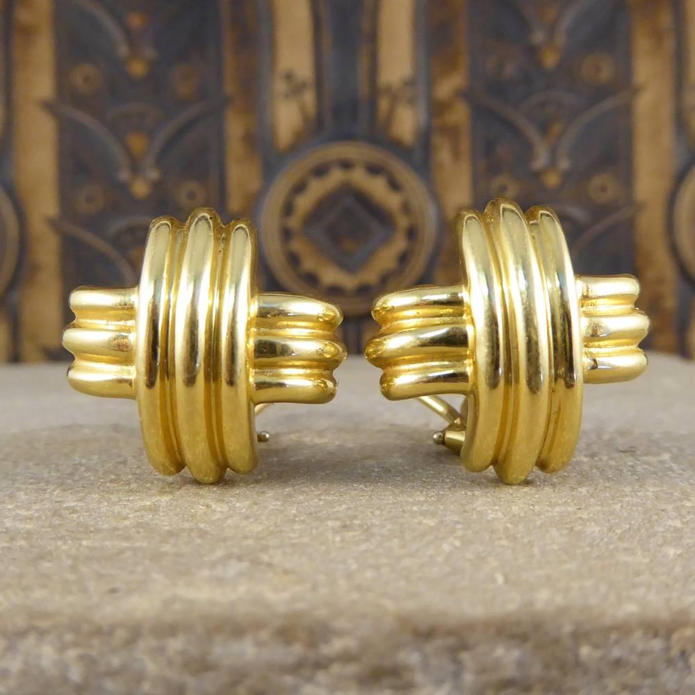 These classic Tiffany & Co vintage earrings have been crafted in 18ct yellow gold. The domed cross weave pattern looks elegant on the ear and are perfect for day and night wear!

Condition: Very Good, slightest signs of wear due to age and