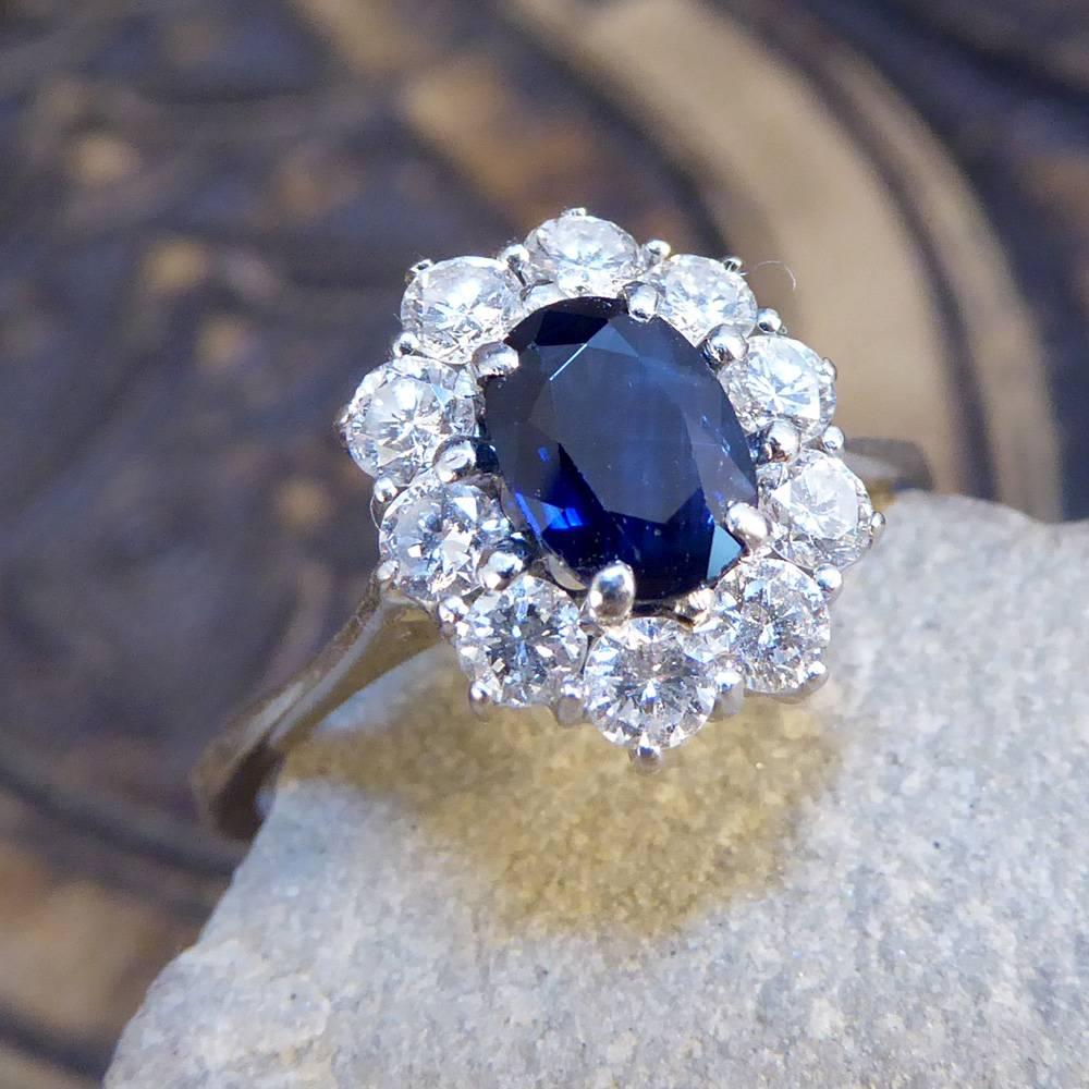 Sapphire and Diamond Cluster Engagement Ring in 18 Carat White Gold RG400 3
