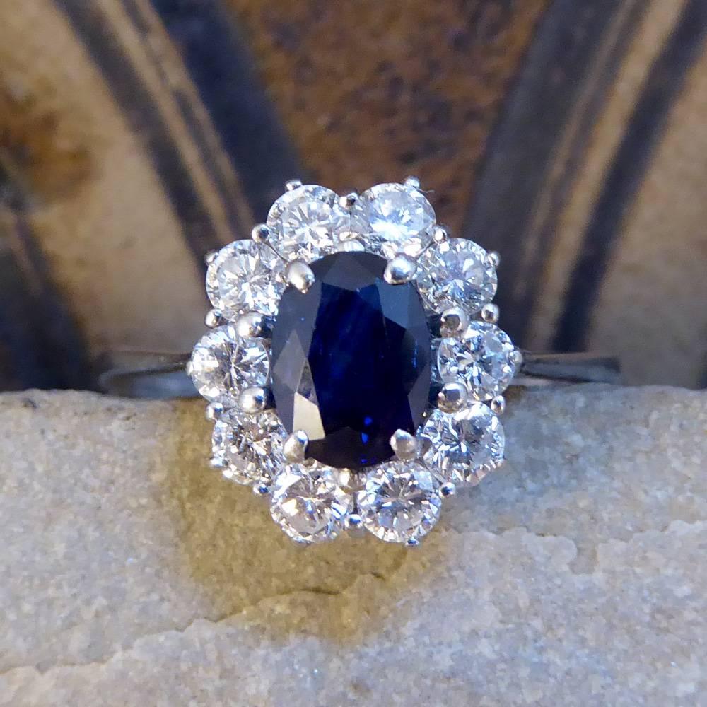 Sapphire and Diamond Cluster Engagement Ring in 18 Carat White Gold RG400 4