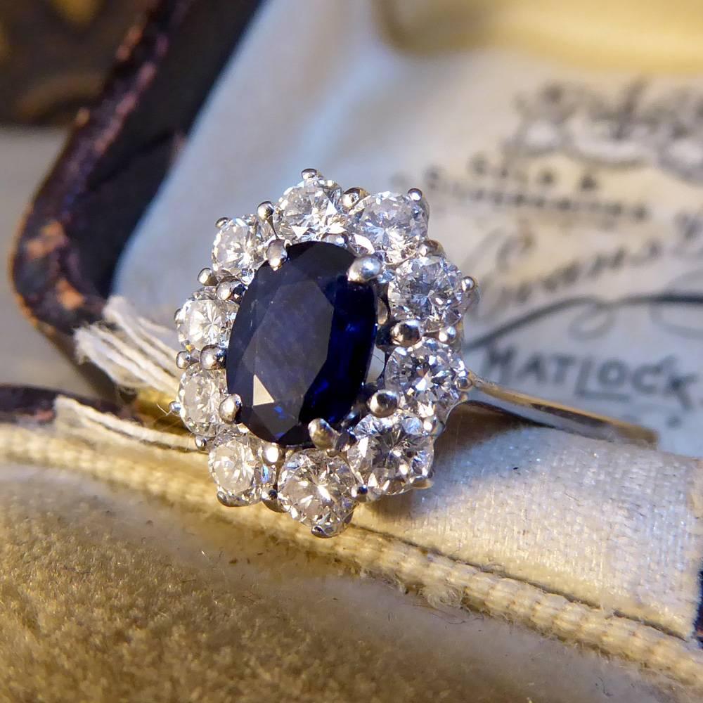 Sapphire and Diamond Cluster Engagement Ring in 18 Carat White Gold RG400 5