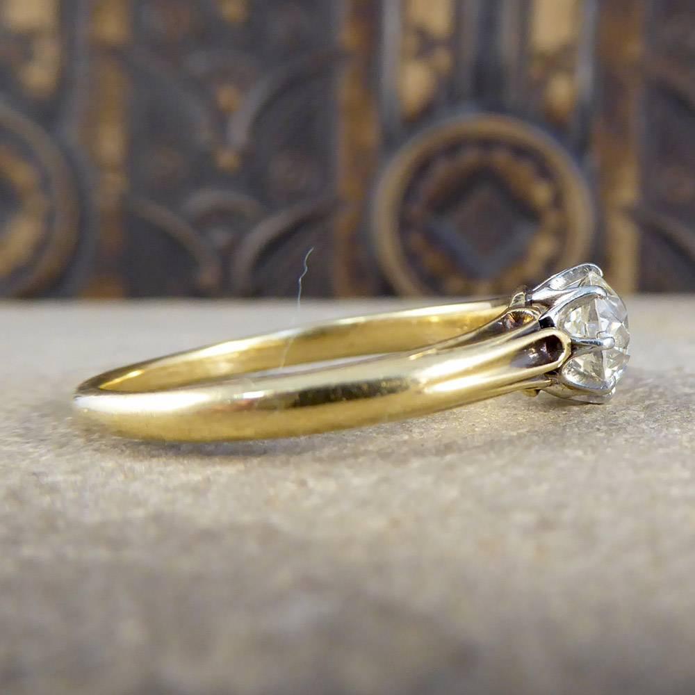 Late Victorian Diamond Solitaire Engagement Ring Set in 18 Carat Gold In Good Condition In Yorkshire, West Yorkshire