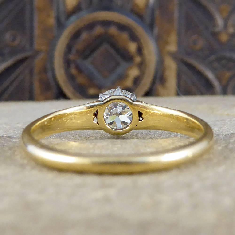 Women's Late Victorian Diamond Solitaire Engagement Ring Set in 18 Carat Gold