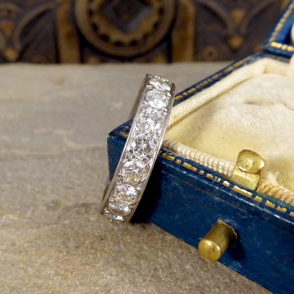 Women's Art Deco 2 Carat Diamond Eternity Ring in 18 Carat White Gold