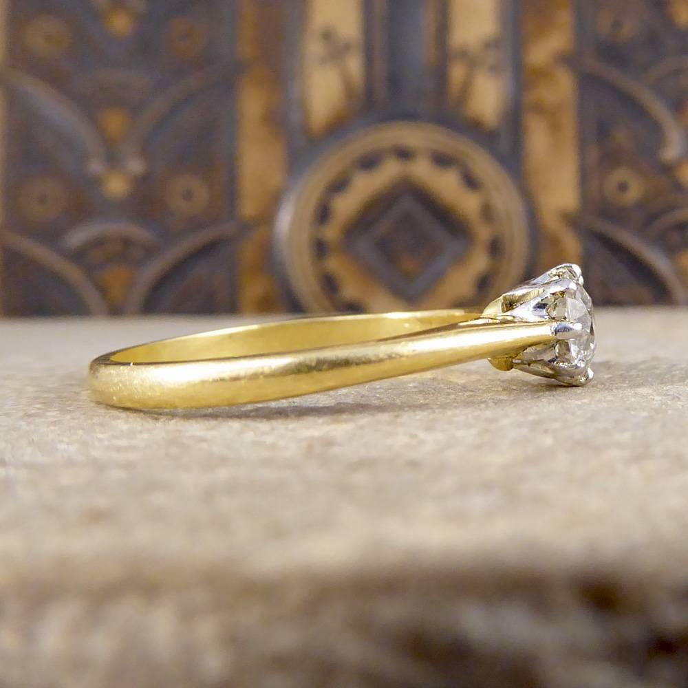 1930s Diamond Solitaire 0.71 Carat Ring in 18 Carat Yellow Gold In Good Condition In Yorkshire, West Yorkshire
