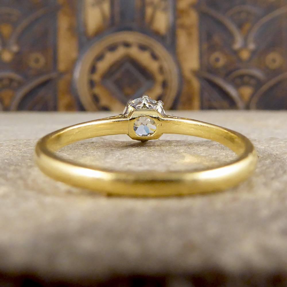 Women's 1930s Diamond Solitaire 0.71 Carat Ring in 18 Carat Yellow Gold