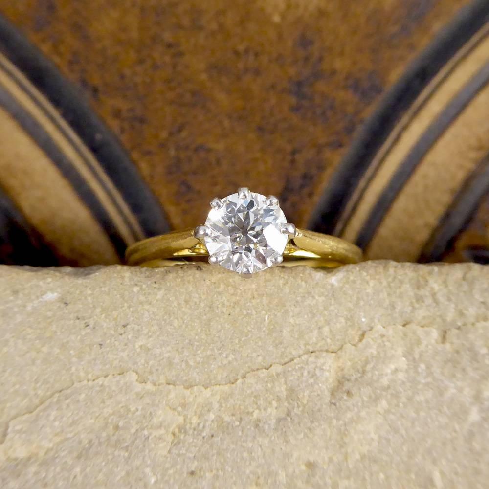 1930s Diamond Solitaire 0.71 Carat Ring in 18 Carat Yellow Gold 2