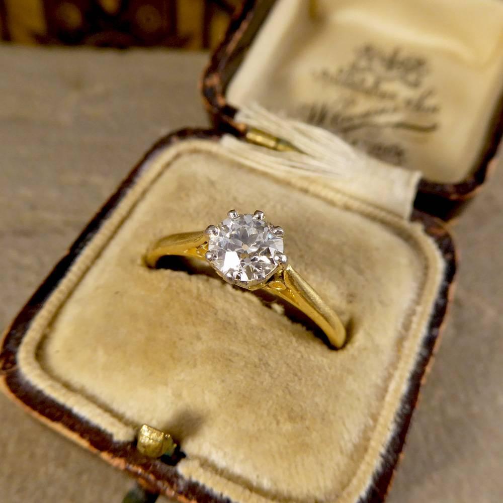 1930s Diamond Solitaire 0.71 Carat Ring in 18 Carat Yellow Gold 6