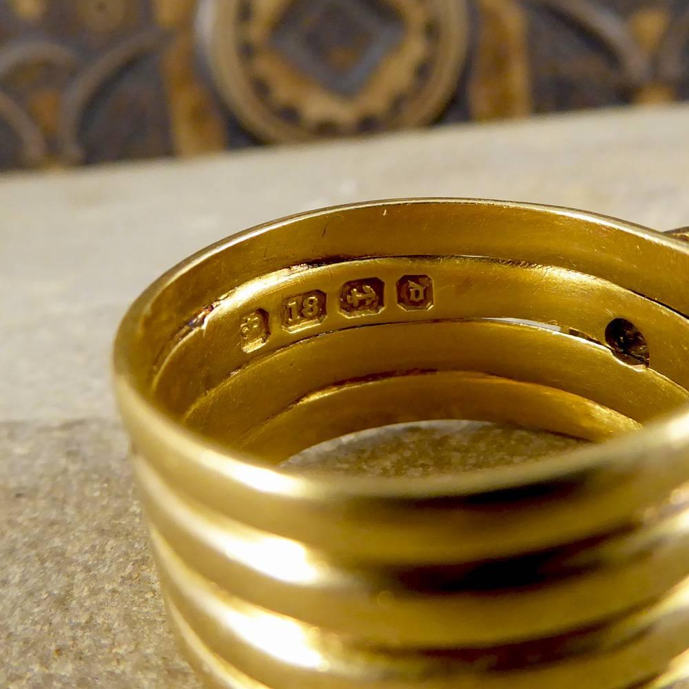Women's Antique Victorian Diamond Set Serpent Ring in 18 Carat Yellow Gold