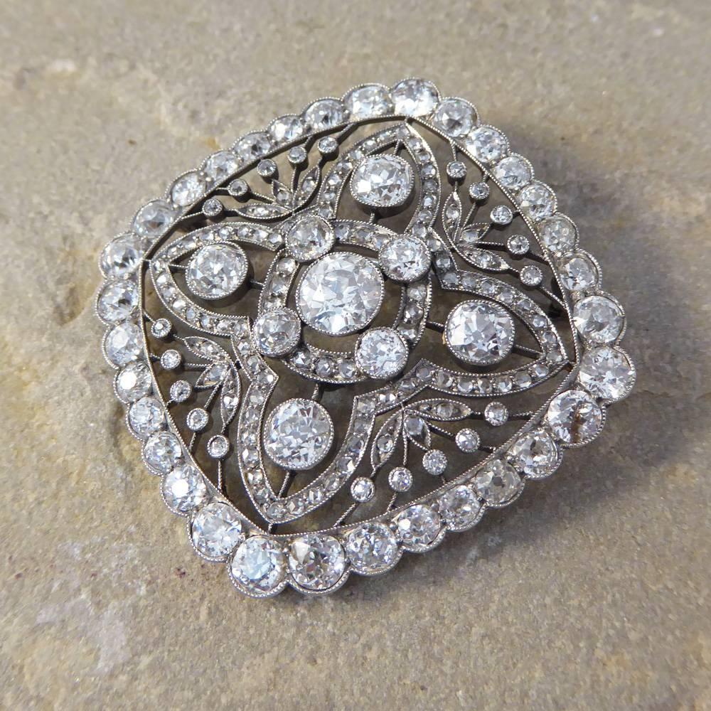 A beautiful Diamond Brooch Pendant, absolutely stunning, and handmade with such quality. With a 1.25ct Old European Cut Diamond featuring in the centre of this brooch, and intricate detailing all fully adorned with a total of 10.50cts of Old
