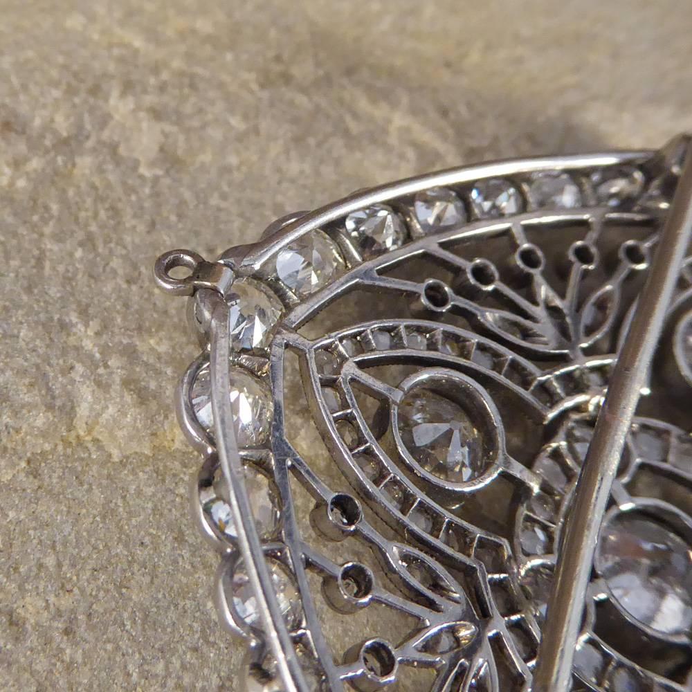 Women's Antique Edwardian Bellé Époque Diamond Brooch and Pendant in Platinum