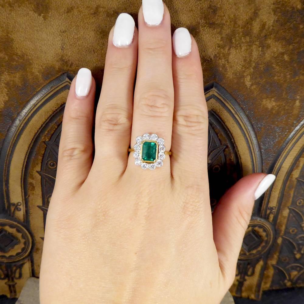 Emerald and Diamond Cluster Ring in 18 Carat Gold 2