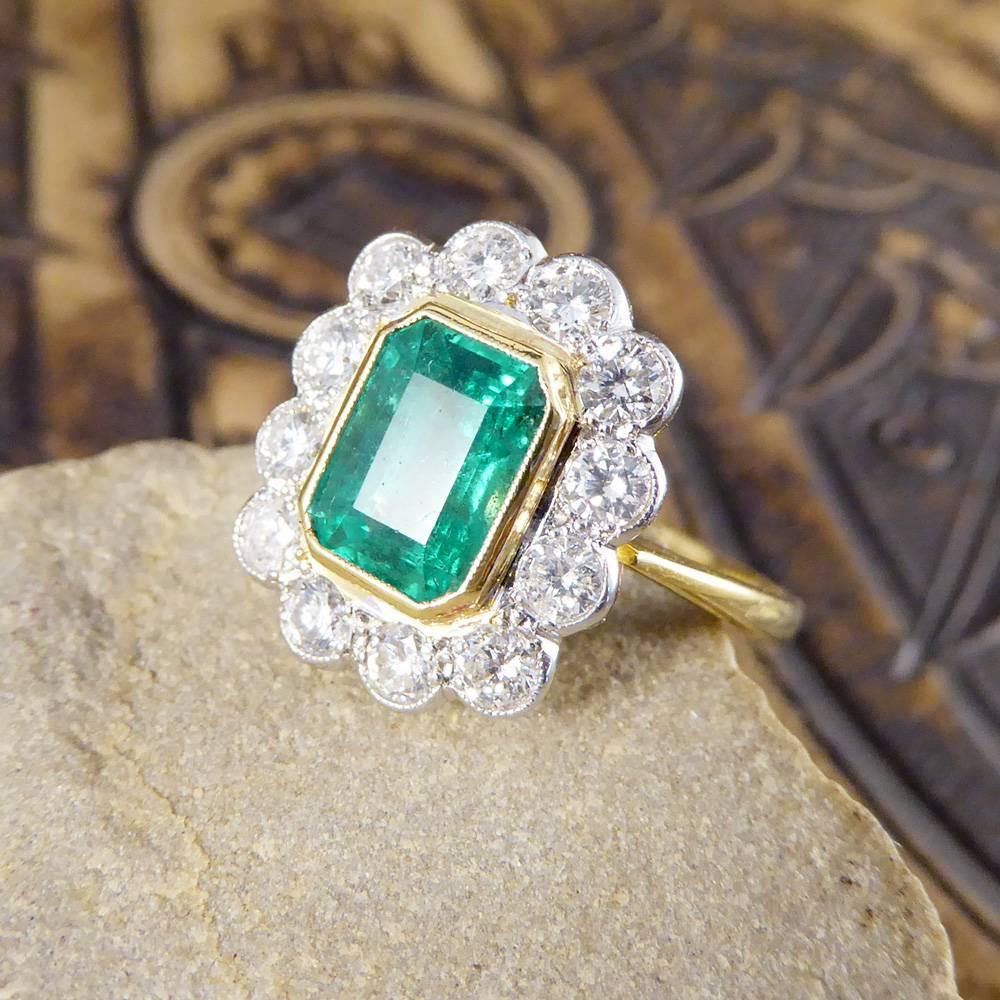 Emerald and Diamond Cluster Ring in 18 Carat Gold 3