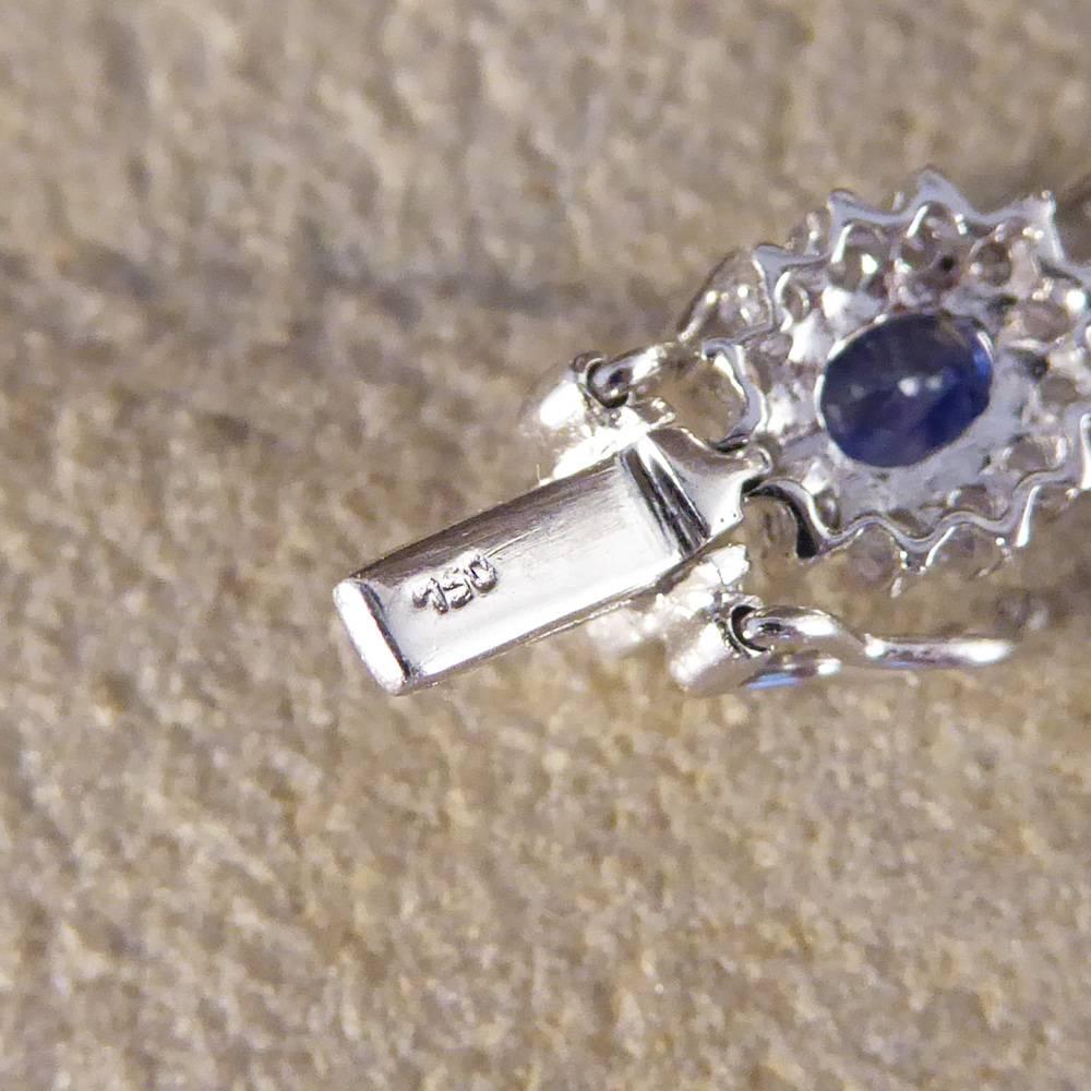 Sapphire and Diamond Cluster Bracelet in 18 Carat White Gold In Good Condition In Yorkshire, West Yorkshire
