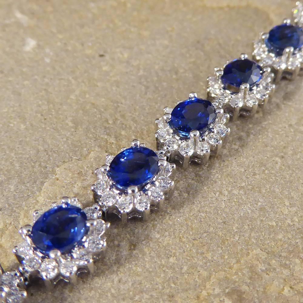 Sapphire and Diamond Cluster Bracelet in 18 Carat White Gold 2