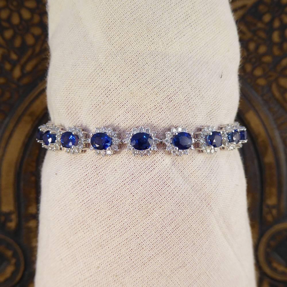 Sapphire and Diamond Cluster Bracelet in 18 Carat White Gold 3