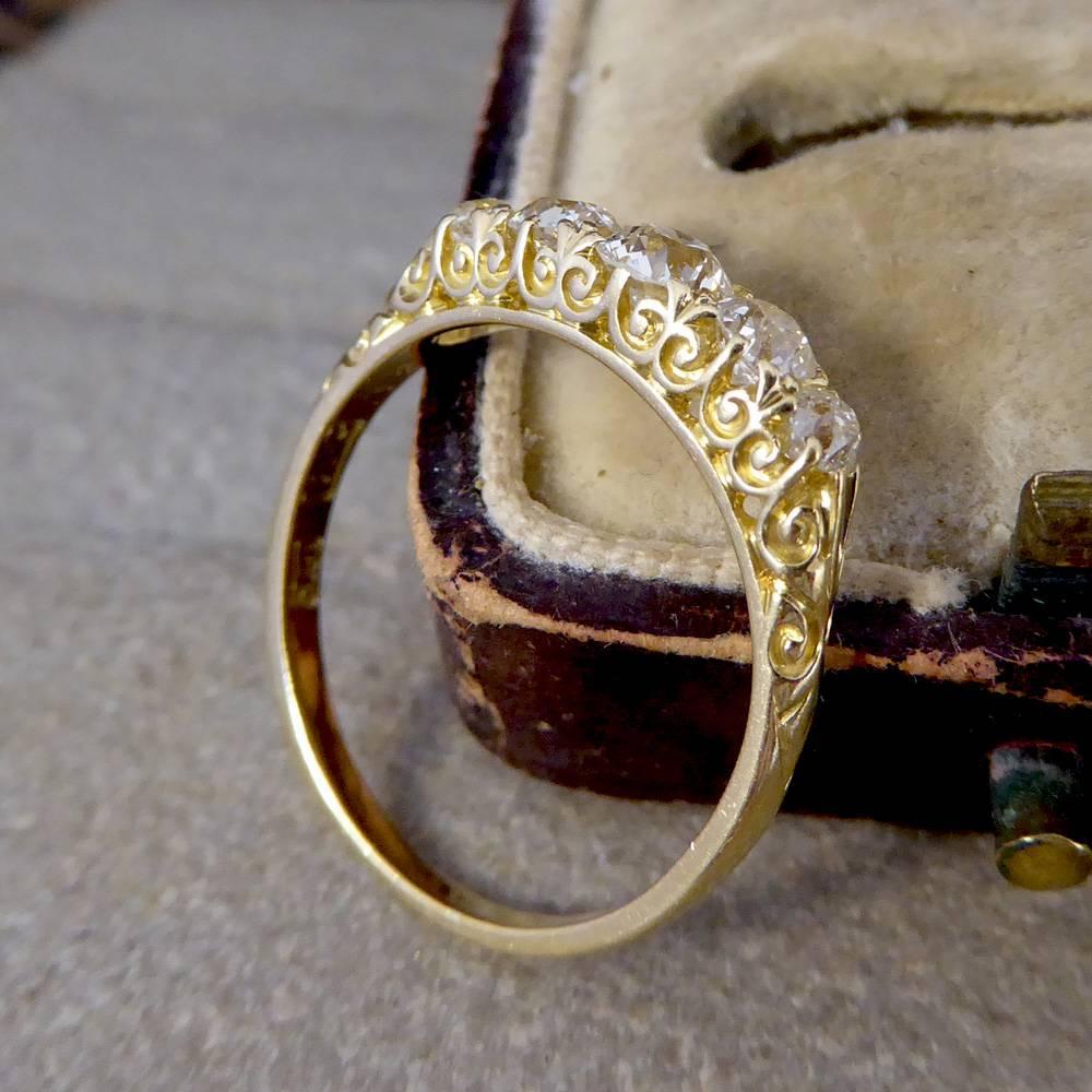 Late Victorian Antique Five-Stone Diamond Ring in 18 Carat Yellow Gold 3