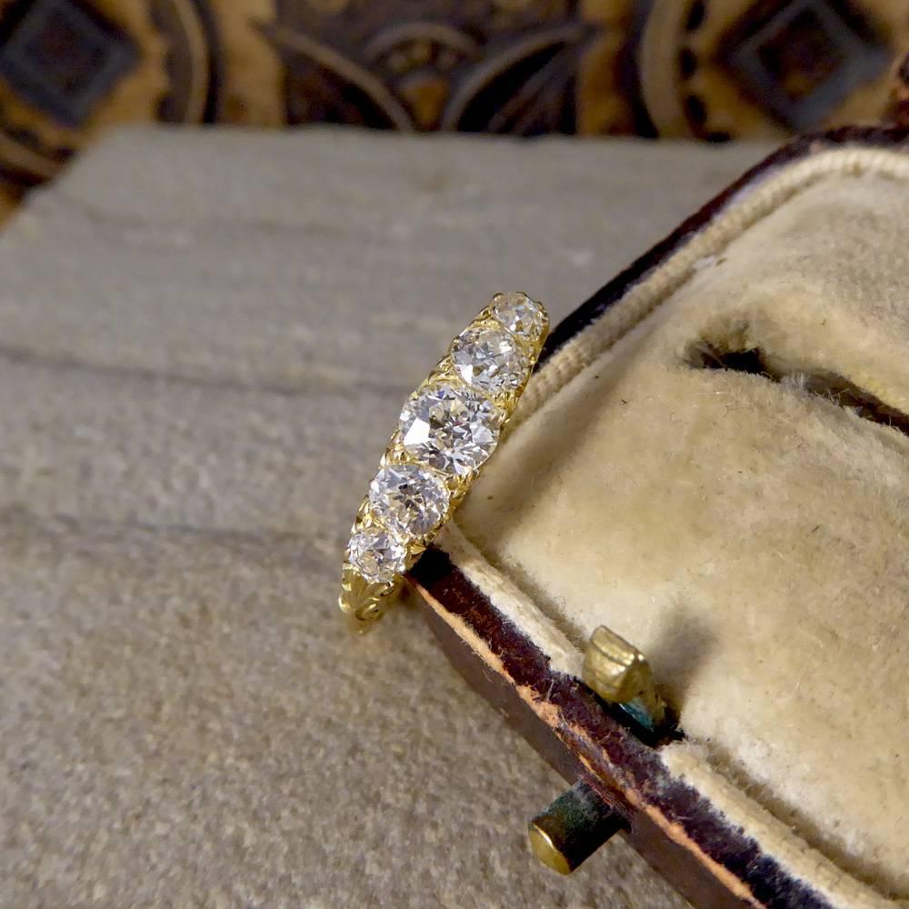 Late Victorian Antique Five-Stone Diamond Ring in 18 Carat Yellow Gold 4